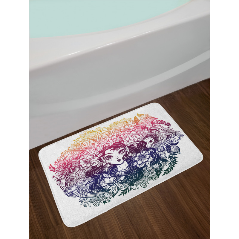 Celtic Floral Fairy Girl Bath Mat