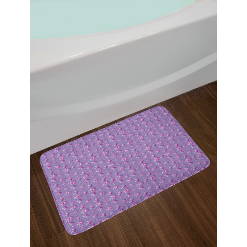 Butterflies Flowers Dots Bath Mat