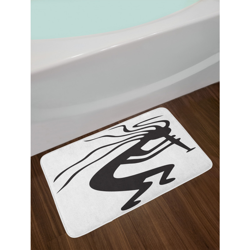 Monochrome Tribal Figure Bath Mat