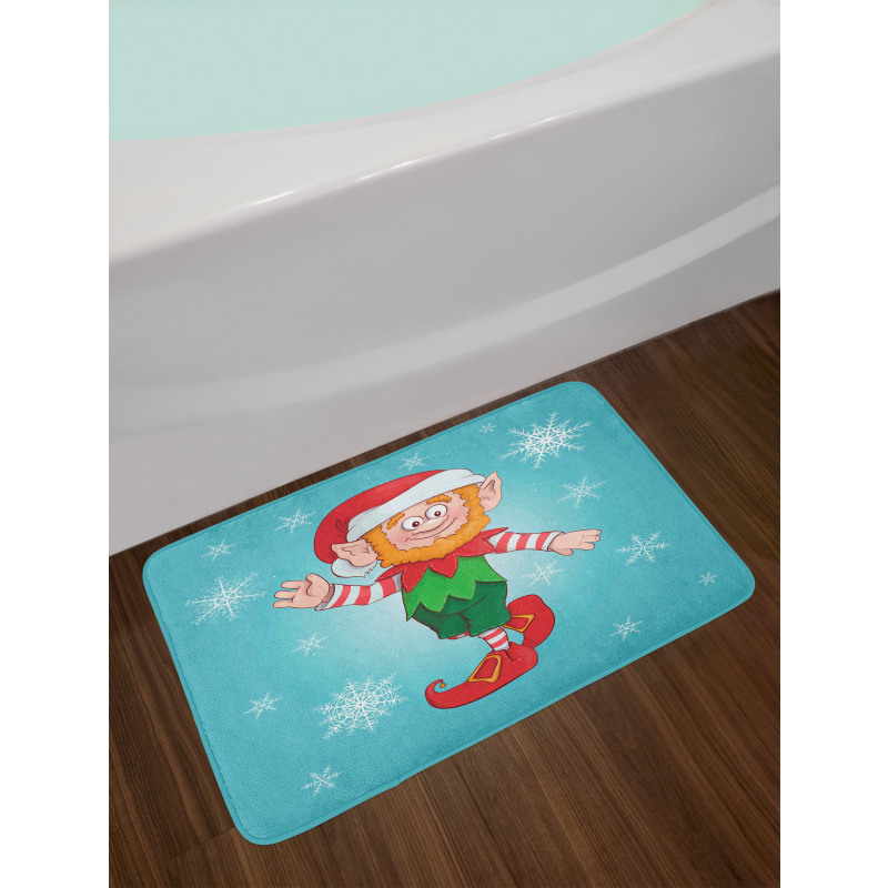 Little Man Dwarf and Snowflakes Bath Mat