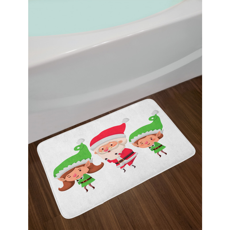 Young Girl and Boy Santa Claus Bath Mat