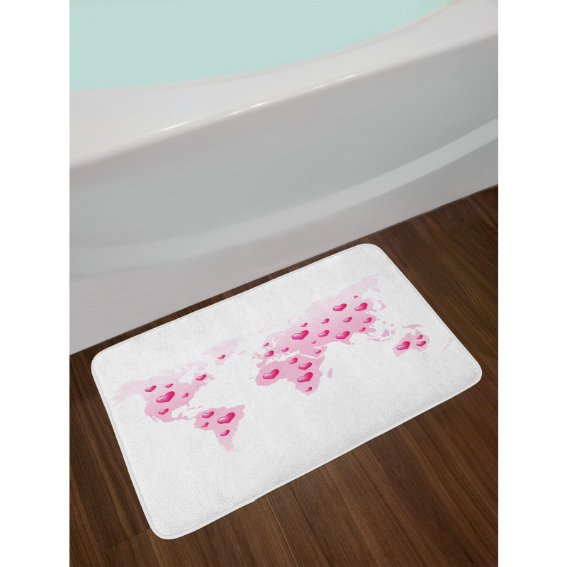 Global Dots Heart Love Bath Mat