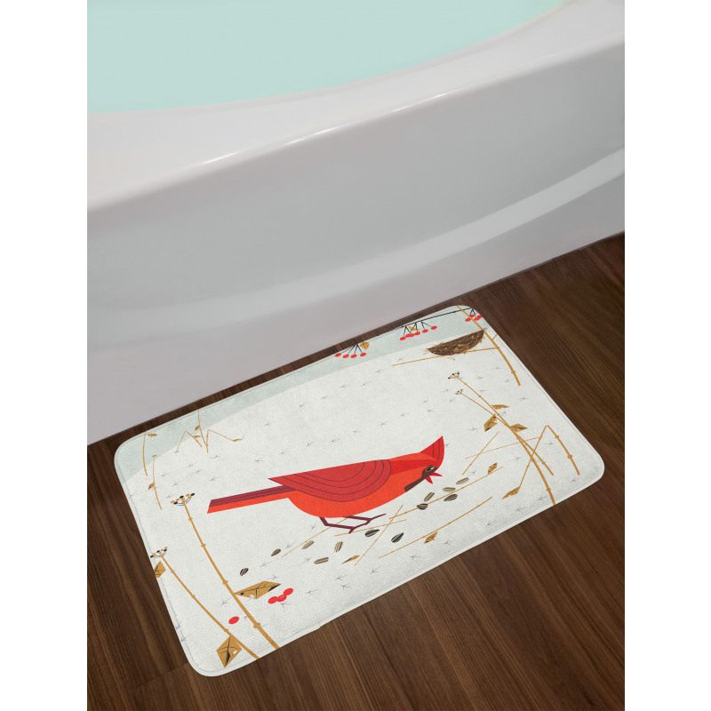 Red Cardinal in Autumn Bath Mat