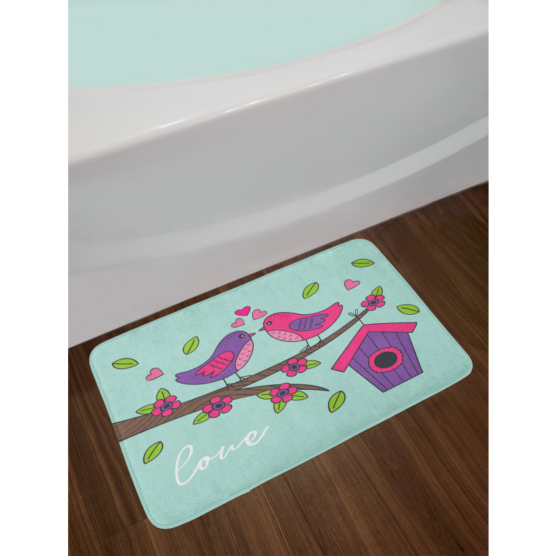 Valentines Love Flowers Bath Mat