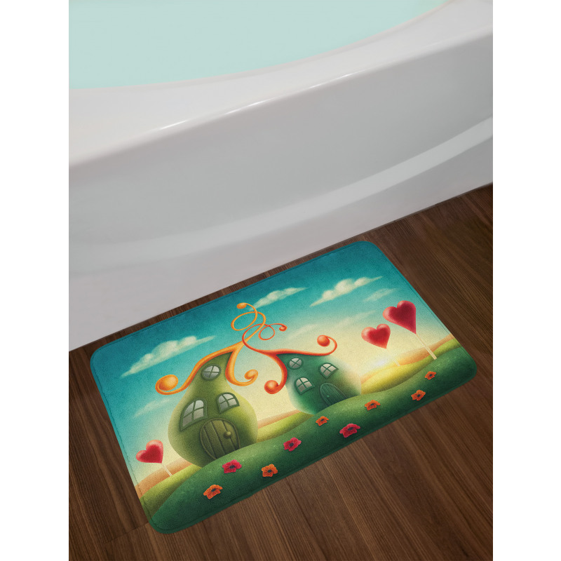 Heart Shaped Trees Red Bath Mat