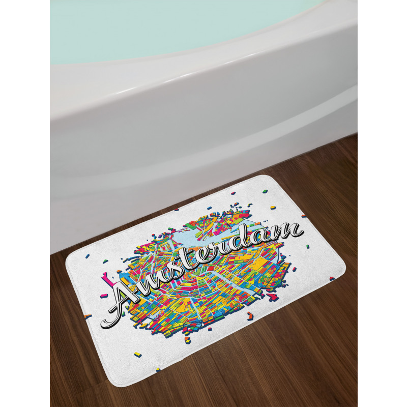 Vibrant Digital Mapping Bath Mat