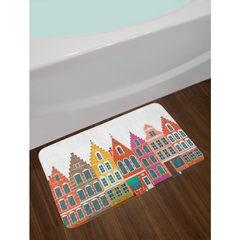 European Colorful Houses Bath Mat