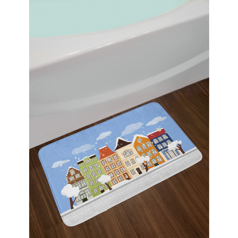 Winter Time Dutch Houses Bath Mat