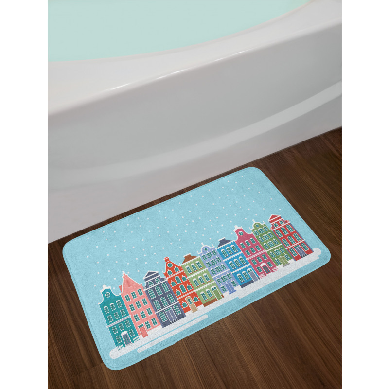 Snowy Town in Holland Bath Mat