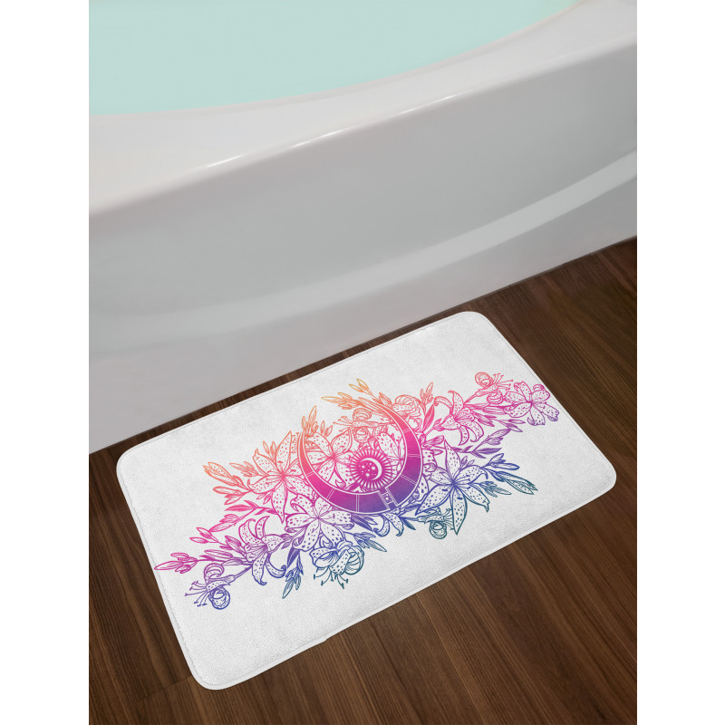 Lily Flowers and Crescent Bath Mat