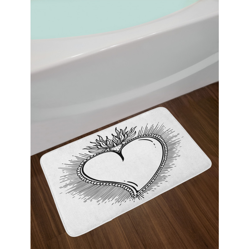 Heart with Rays Bath Mat