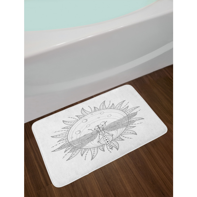 Neutral Sun and Dragonfly Bath Mat