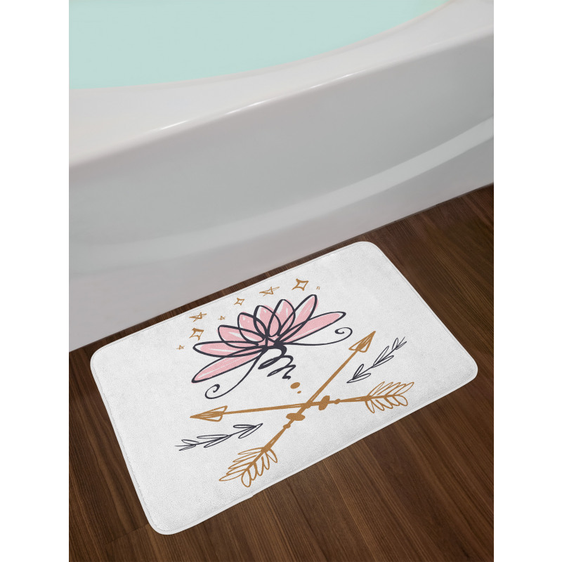 Lotus and Arrows Sketch Bath Mat