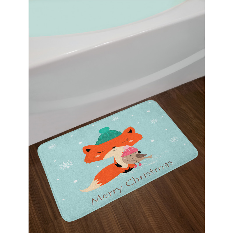 Merry Christmas Bird Animal Bath Mat