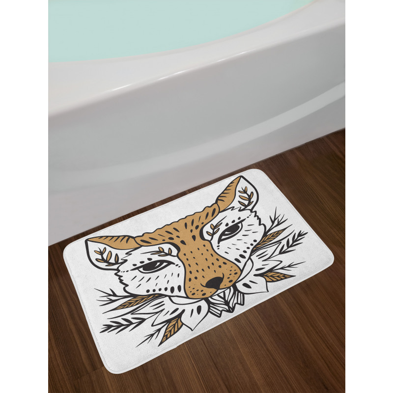 Botanical Ornament Animal Head Bath Mat