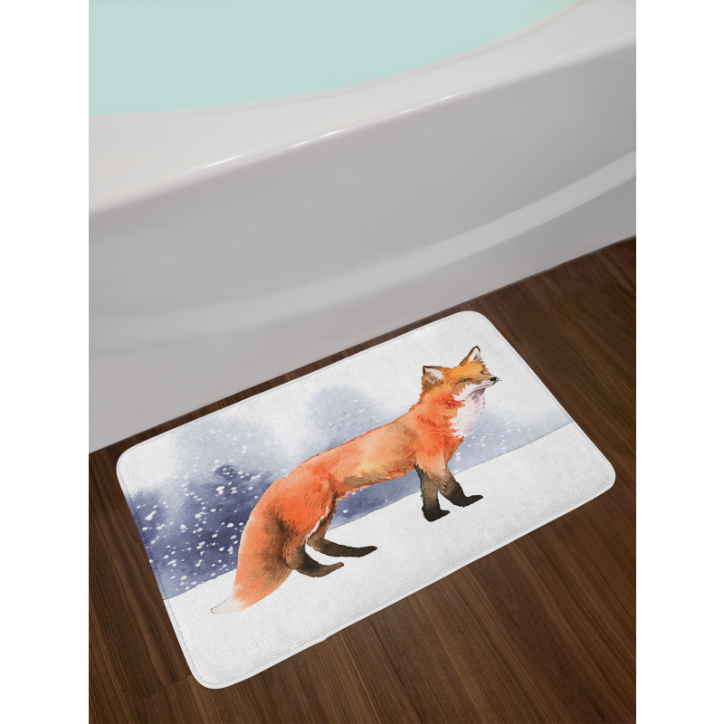 Side View Painting Snow Animal Bath Mat