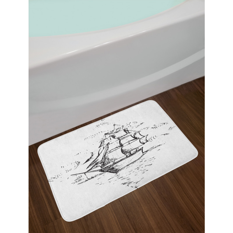 Sailboat Sketch Bath Mat