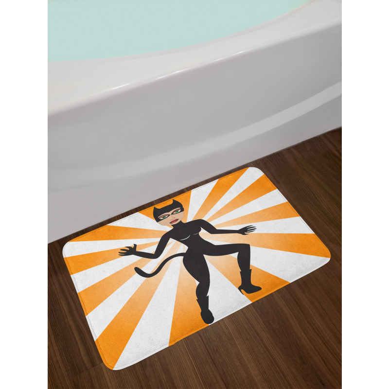 Cat Woman in Costume Rays Bath Mat