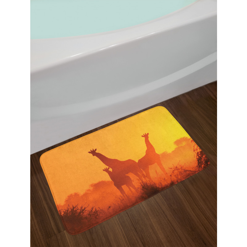 Sunset with Animals Bath Mat