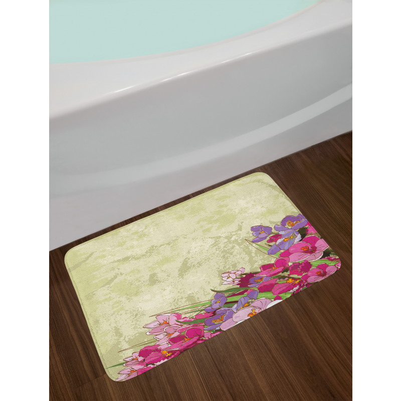 Flora Grunge Theme Bath Mat