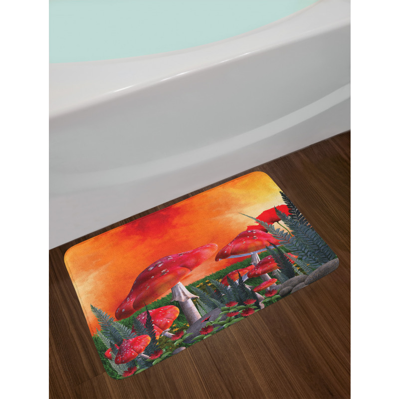 Clouds Leaves Poppies Bath Mat