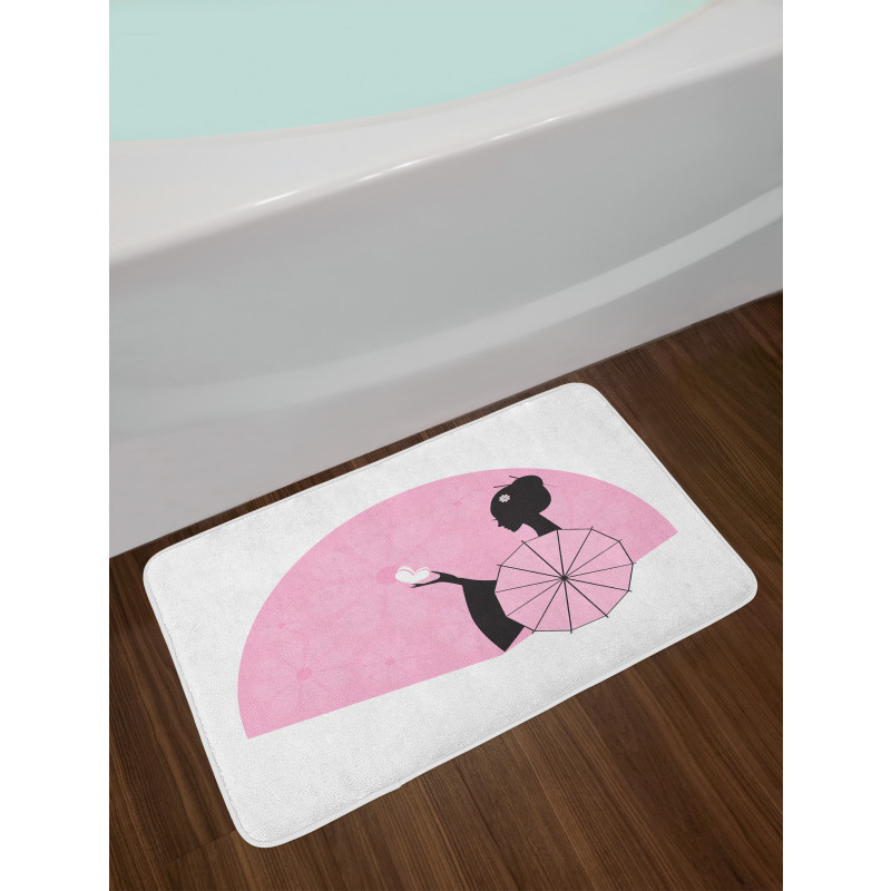 Woman Side Portrait Bath Mat