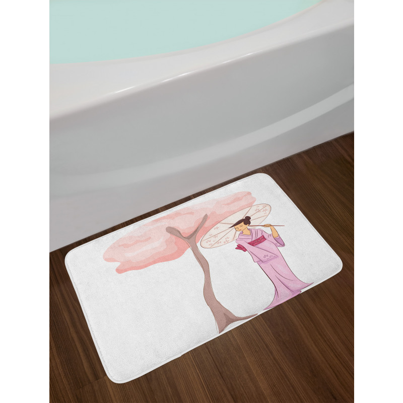 Woman Blossom Tree Bath Mat