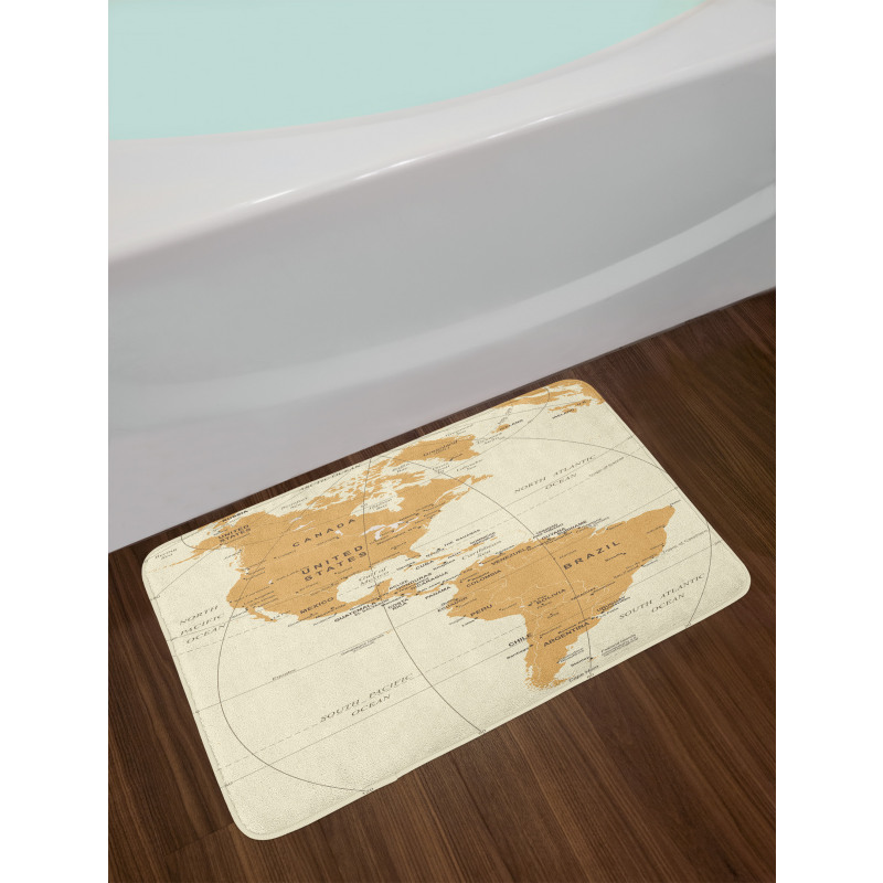 North South America Map Bath Mat