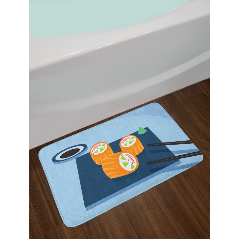 Colorful Doodle Sushi Plate Bath Mat