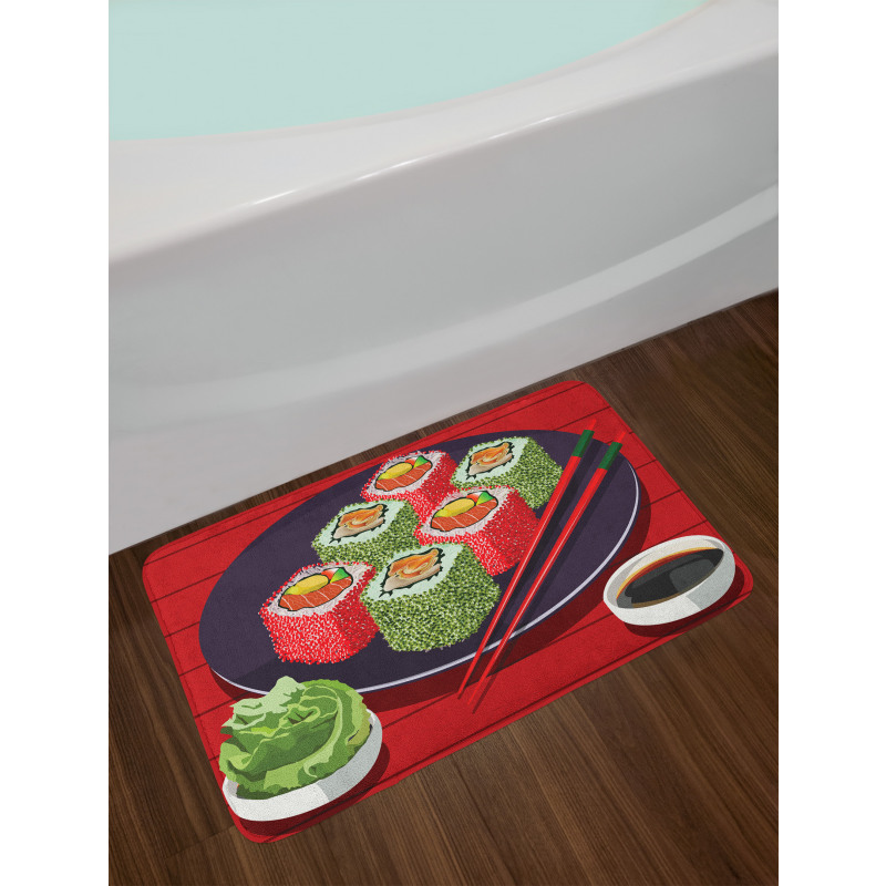 Delicious Sushi Cartoon Art Bath Mat