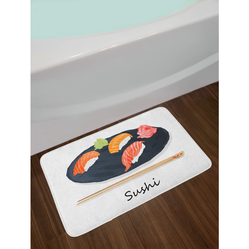 Sushi Text and Japan Plate Bath Mat