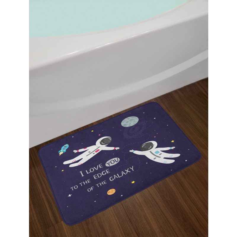 Love Wording Astronauts Bath Mat