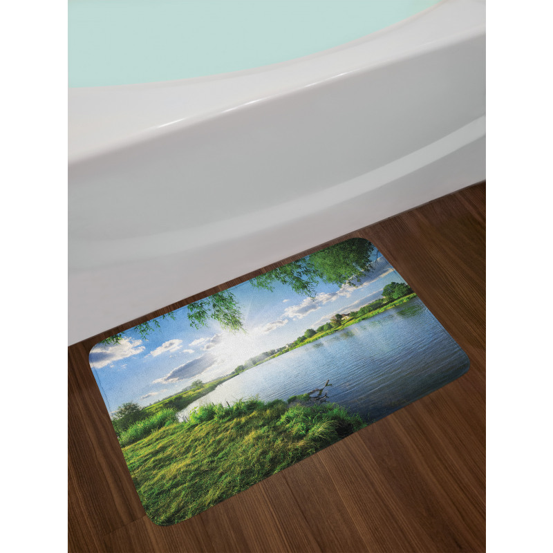 Calm River in Summer Bath Mat