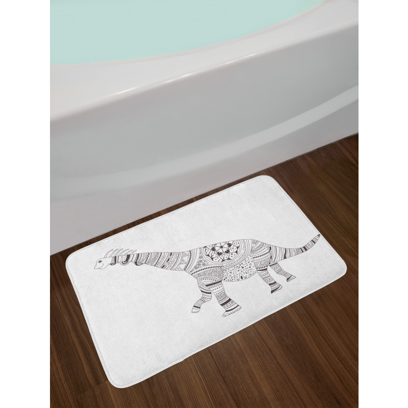 Monochrome Zentangle Dinosaur Bath Mat