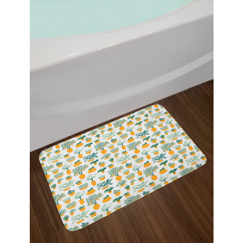 Tropical Blossom in Pots Bath Mat