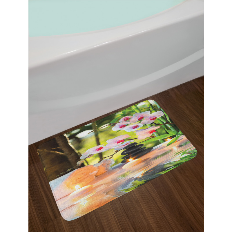 Spa with Candles Orchids Bath Mat