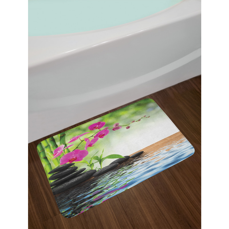 Bamboo Tree Orchid Stones Bath Mat