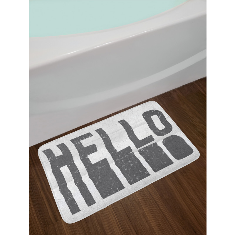 Hello Grunge Typography Art Bath Mat