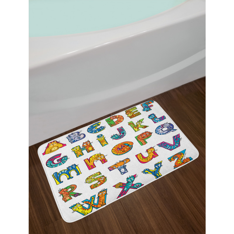 Funny Cats Letter Shapes Bath Mat