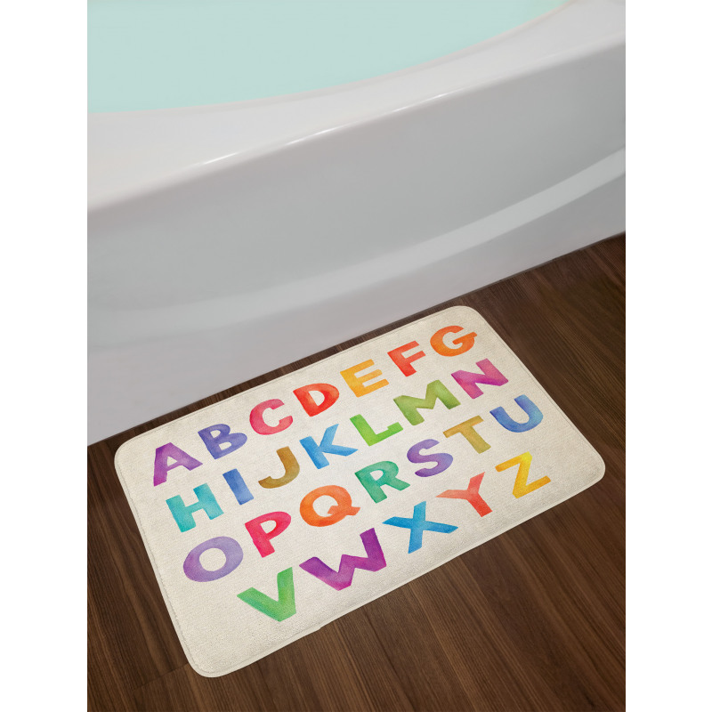 Watercolor Educational Bath Mat