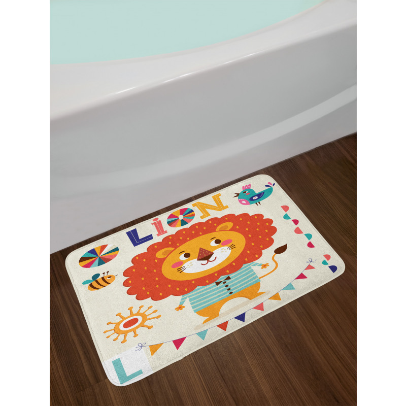 Cartoon Letters Lion for L Bath Mat