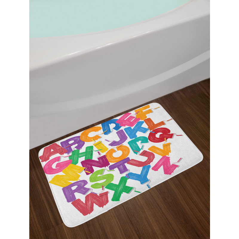 Gouache Brush Letters Bath Mat