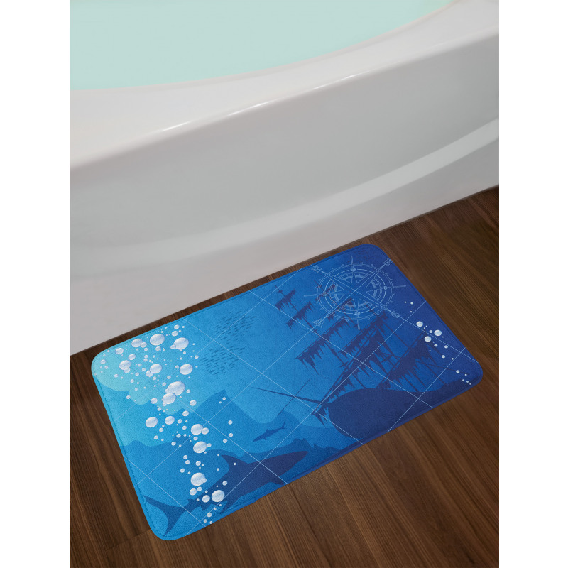 Sharks Ship Compass Bath Mat