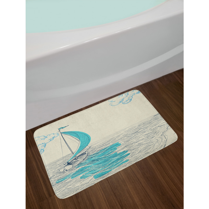 Cloudy Sailing Boat Bath Mat