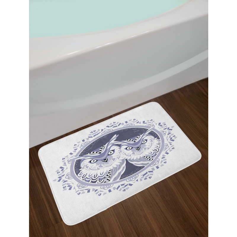 Vintage Night Birds Motif Bath Mat