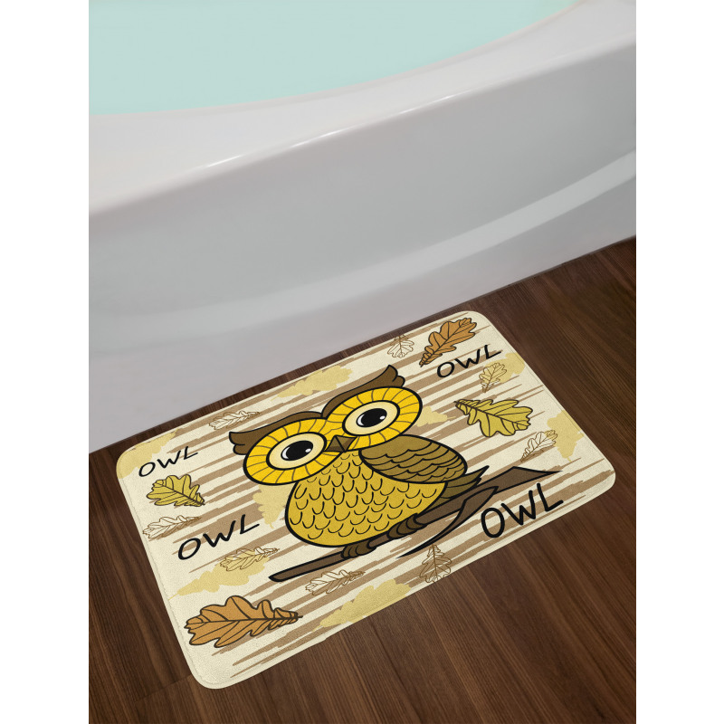 Calligraphic Fall Leaves Bath Mat