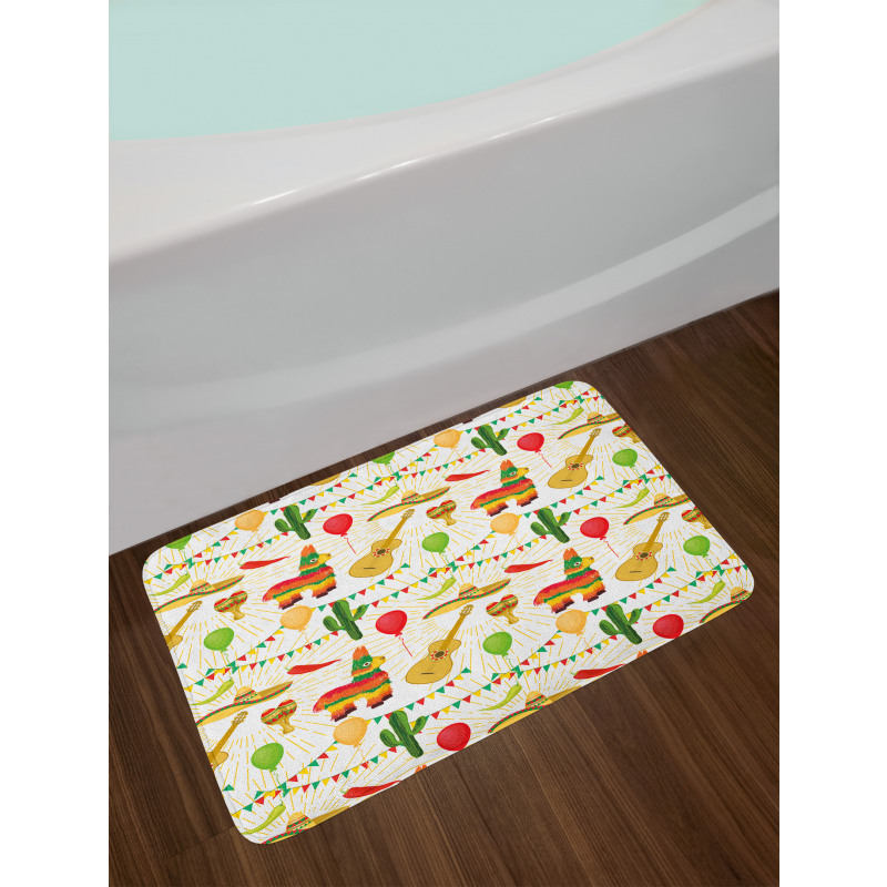 Mexican Folk Elements Bath Mat