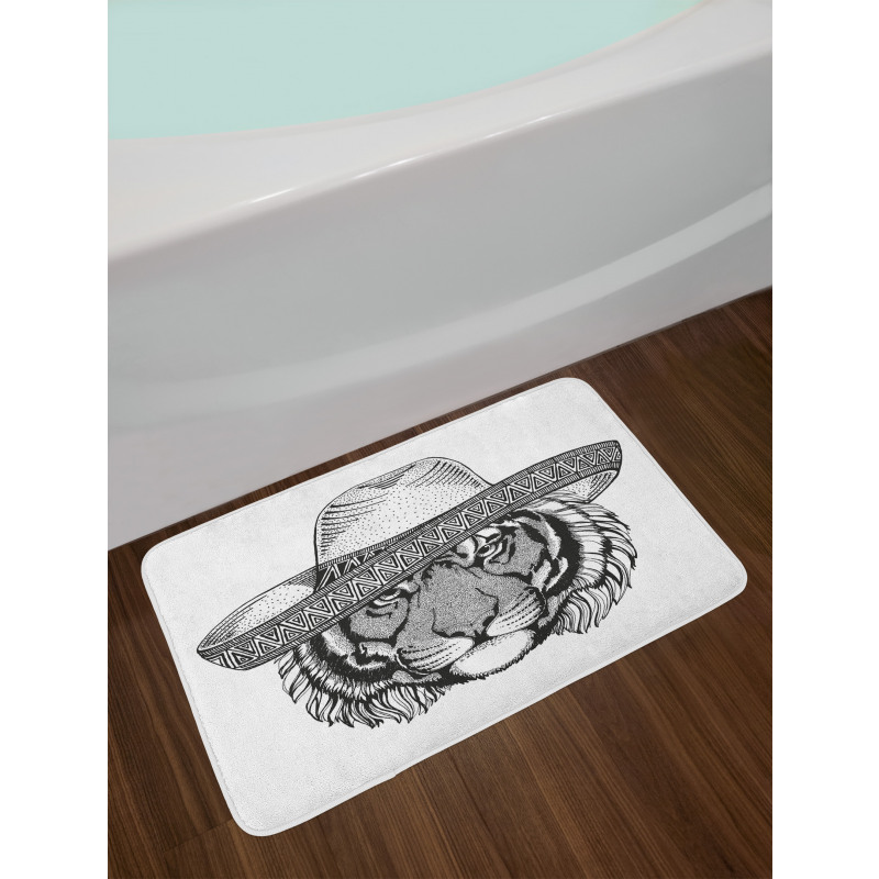 Tiger Fiesta Hat Art Bath Mat