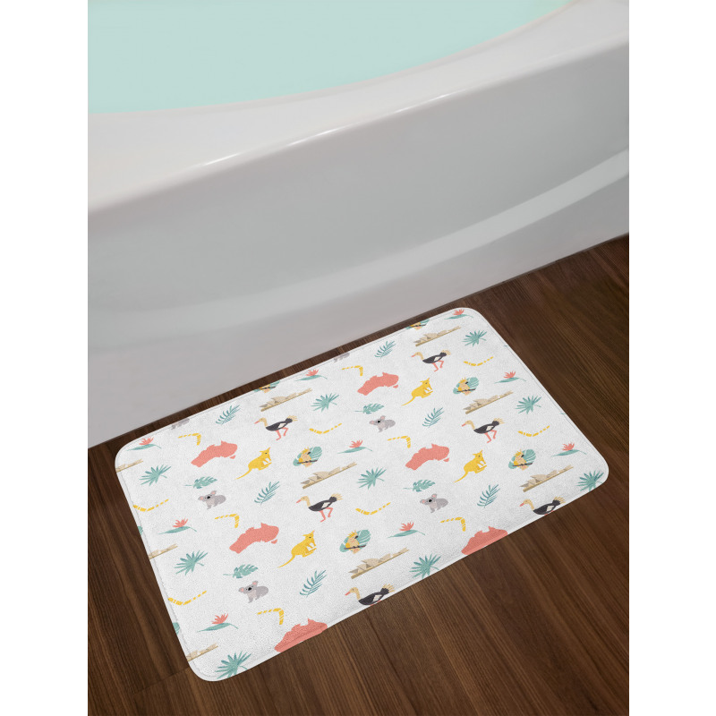 Animals Map and Foliage Bath Mat