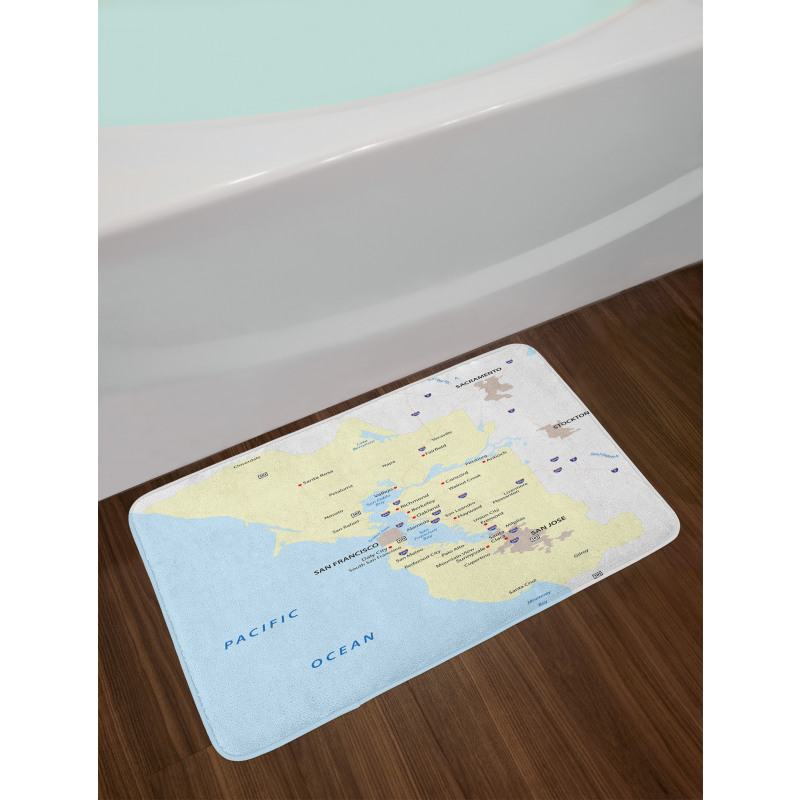 San Francisco Regions Map Art Bath Mat